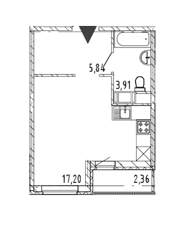 Квартира студия 26.95 м², 15/17 эт., ЖК «Новые горизонты 2»